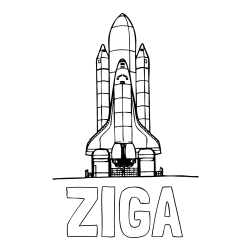 Online izdelana pobarvanka - Pobarvanka imena ŽIGA in pobarvanka vesoljskega plovila Space Shuttle