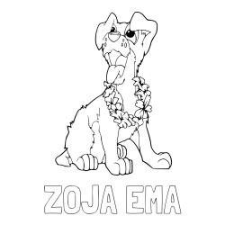 Pobarvanka imena ZOJA EMA in pobarvanka kužka