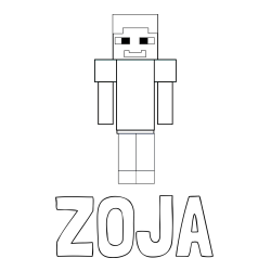 Pobarvanka imena ZOJA in pobarvanka Minecraft glavnega junaka