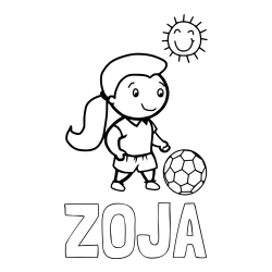 Online izdelana pobarvanka - Pobarvanka imena ZOJA in pobarvanka nogometašice