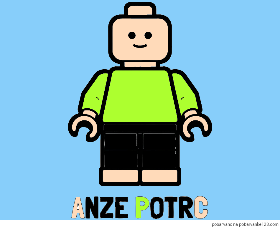 POBARVANA POBARVANKA - Pobarvanka imena ANŽE POTRČ in pobarvanka LEGO figurice fanta