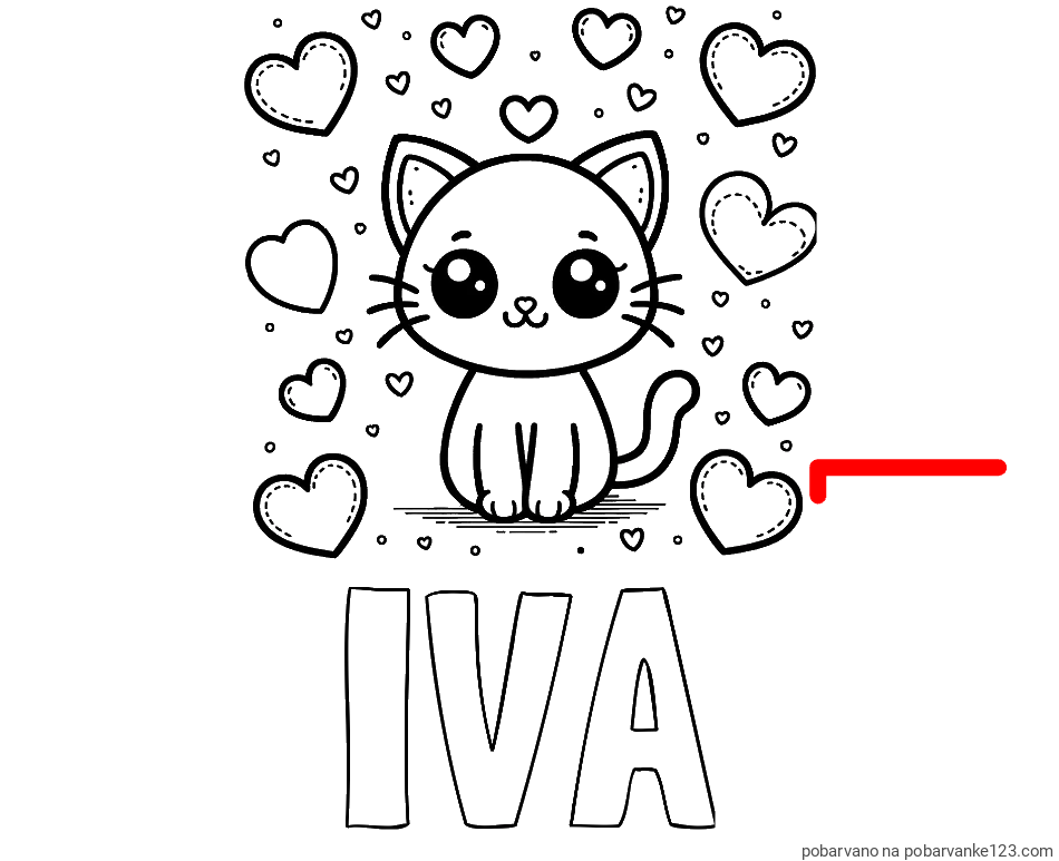 POBARVANA POBARVANKA - Pobarvanka imena IVA ter ljubke mačke