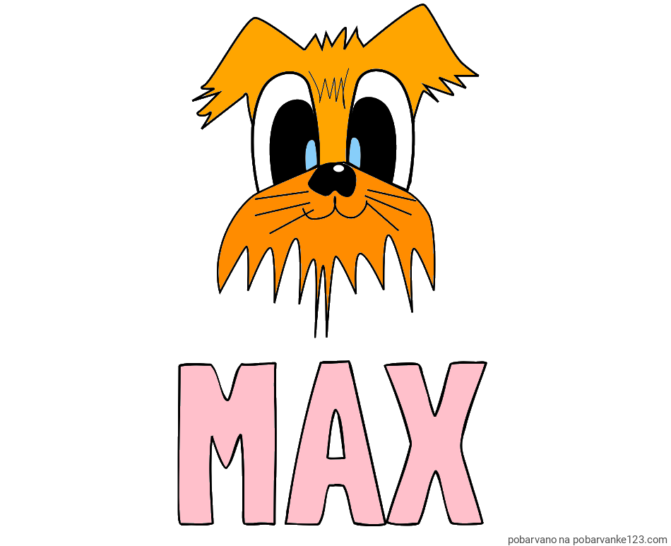 POBARVANA POBARVANKA - Pobarvanka imena MAX in preprosta pobarvanka nasmejanega kužka