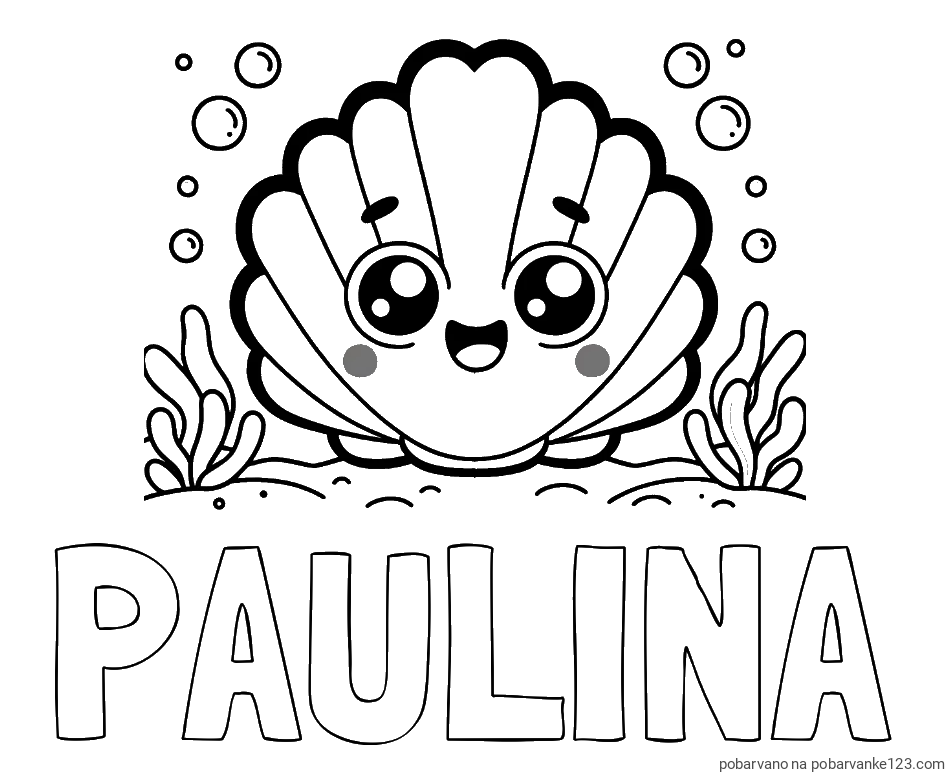 POBARVANA POBARVANKA - Pobarvanka imena PAULINA in pobarvanka nasmejane školjke