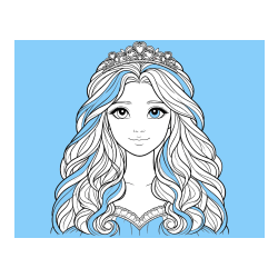Pobarvana pobarvanka - Pobarvanka ljubke princese z bujnimi lasmi