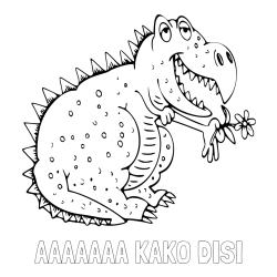Online izdelana pobarvanka - Pobarvanka imena AAAAAAA KAKO DIŠI in pobarvanka veselega dinozavra
