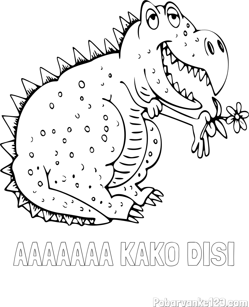 Pobarvanka imena AAAAAAA KAKO DIŠI in pobarvanka veselega dinozavra