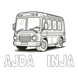 Online izdelana pobarvanka - Pobarvanka imena AJDA    INJA in pobarvanka avtobusa, ki zavija v desno