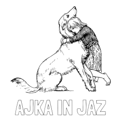 Online izdelana pobarvanka - Pobarvanka imena AJKA IN JAZ in pobarvanka prikupnega kužka, ki ga objema mala deklica