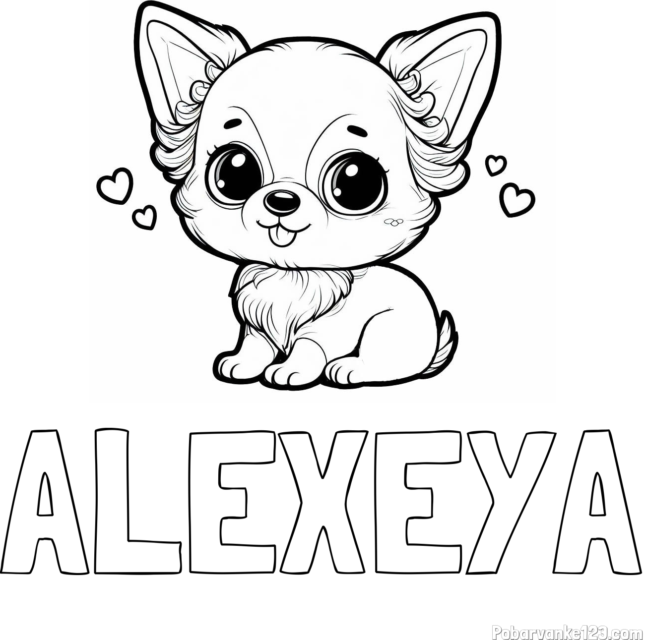 Pobarvanka imena ALEXEYA in pobarvanka čivave