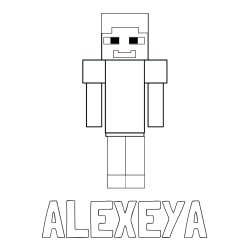 Online izdelana pobarvanka - Pobarvanka imena ALEXEYA in pobarvanka Minecraft glavnega junaka