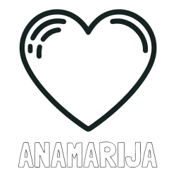 Online izdelana pobarvanka - Pobarvanka imena ANAMARIJA in pobarvanka lepega srčka