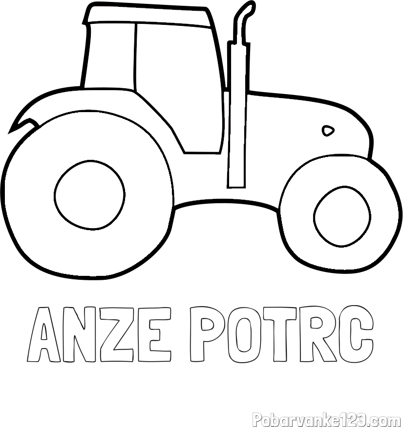 Pobarvanka imena ANŽE POTRČ in otroška pobarvanka traktorja