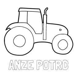 Pobarvanka imena ANŽE POTRČ in otroška pobarvanka traktorja