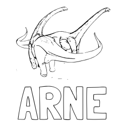 Online izdelana pobarvanka - Pobarvanka imena ARNE in pobarvanka dinozavra Alamosaurus