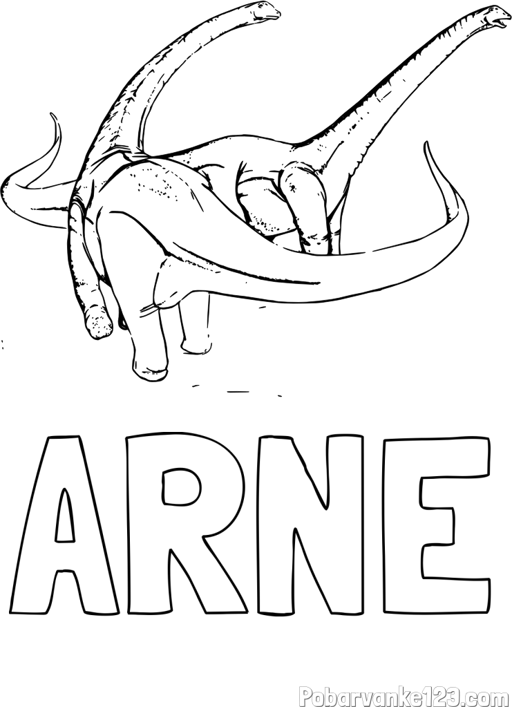 Pobarvanka imena ARNE in pobarvanka dinozavra Alamosaurus