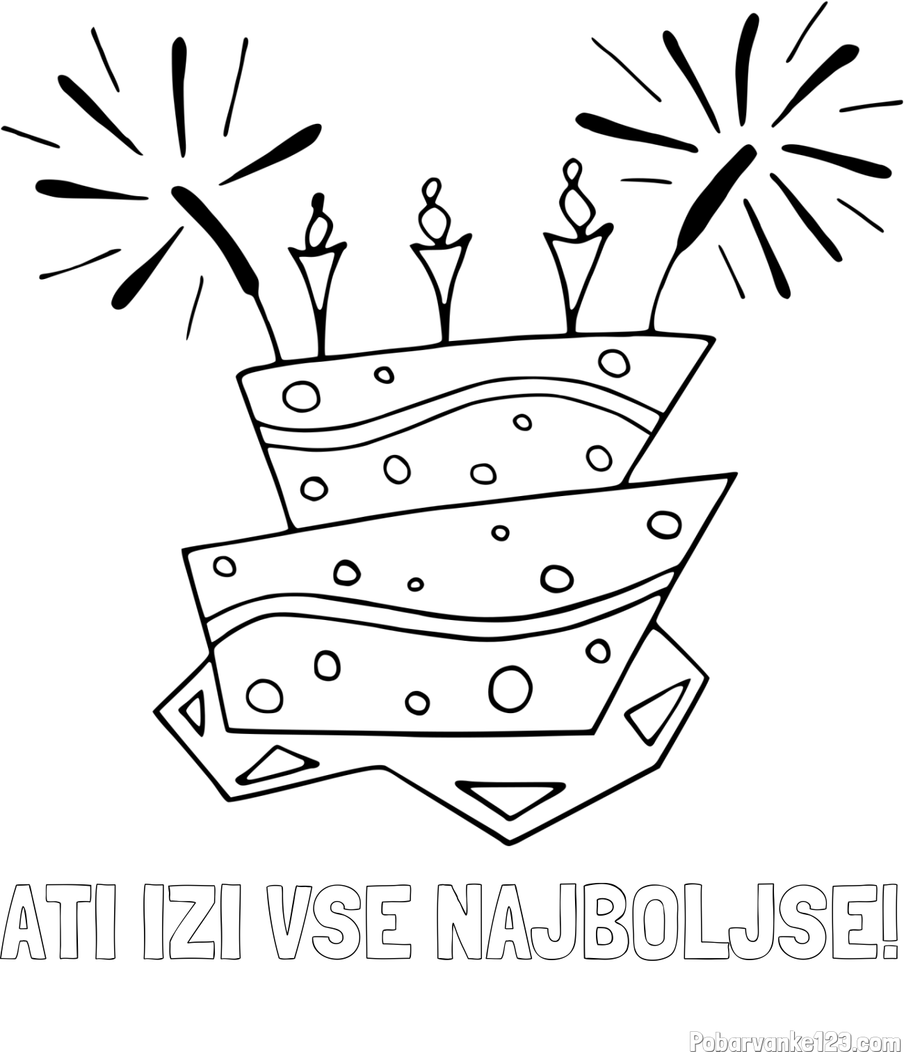 Pobarvanka imena ATI IZI VSE NAJBOLJŠE! in pobarvanka rojstnodnevne torte