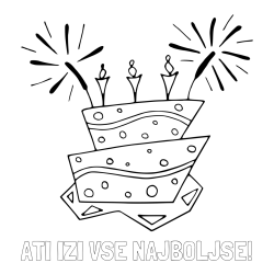 Online izdelana pobarvanka - Pobarvanka imena ATI IZI VSE NAJBOLJŠE! in pobarvanka rojstnodnevne torte