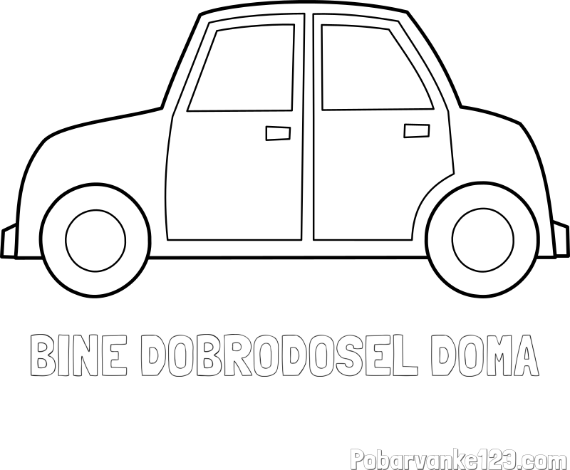 Pobarvanka imena BINE DOBRODOŠEL DOMA in pobarvanka avta