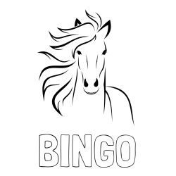 Online izdelana pobarvanka - Pobarvanka imena BINGO in lepa pobarvanka konja