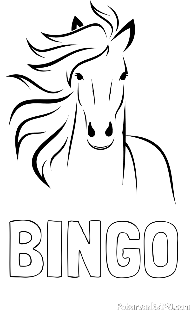 Pobarvanka imena BINGO in lepa pobarvanka konja