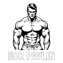 Online izdelana pobarvanka - Pobarvanka imena BOR PAVLIN in pobarvanka bodybuilder-ja