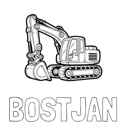 Online izdelana pobarvanka - Pobarvanka imena BOŠTJAN in pobarvanka velikega delovnega stroja - bagra