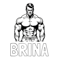 Online izdelana pobarvanka - Pobarvanka imena BRINA in pobarvanka bodybuilder-ja