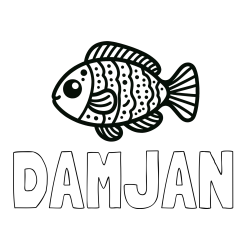 Online izdelana pobarvanka - Pobarvanka imena DAMJAN in otroška pobarvanka ribe