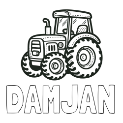 Online izdelana pobarvanka - Pobarvanka imena DAMJAN in pobarvanka čudovitega traktorja