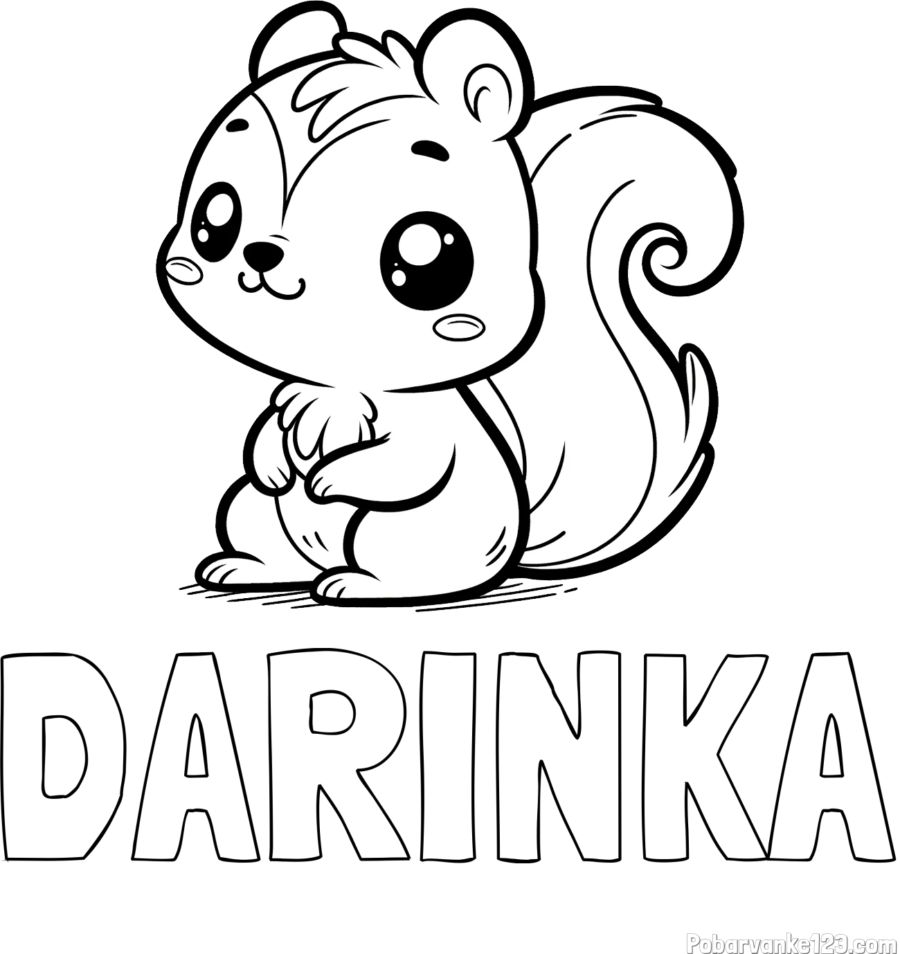 Pobarvanka imena DARINKA in pobarvanka veverice