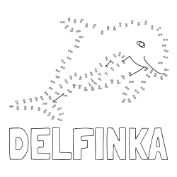 Online izdelana pobarvanka - Pobarvanka imena DELFINKA in pobarvanka delfina - poveži številke