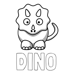 Online izdelana pobarvanka - Pobarvanka imena DINO in pobarvanka dinozavra triceratops