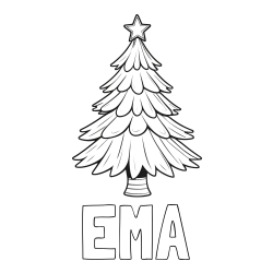 Online izdelana pobarvanka - Pobarvanka imena EMA in pobarvanka božične smreke z zvezdo