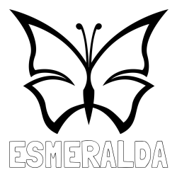 Online izdelana pobarvanka - Pobarvanka imena ESMERALDA in otroška pobarvanka metulja