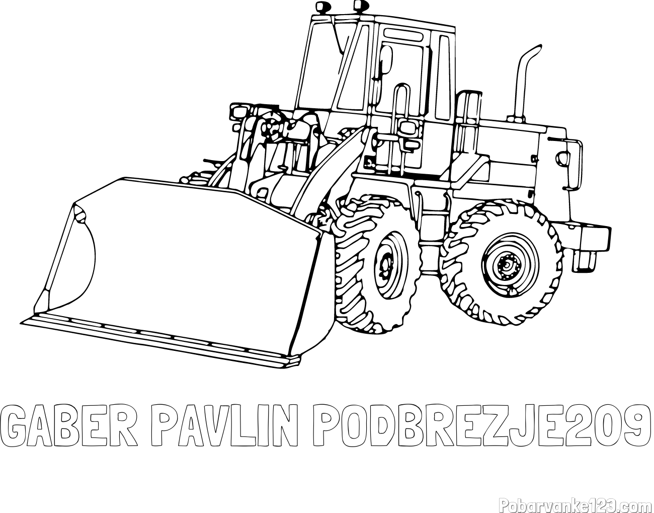 Pobarvanka imena GABER PAVLIN PODBREZJE209 in pobarvanka velikega bagra