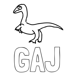 Online izdelana pobarvanka - Pobarvanka imena GAJ in pobarvanka žalostnega dinozavra