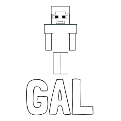 Online izdelana pobarvanka - Pobarvanka imena GAL in pobarvanka Minecraft glavnega junaka