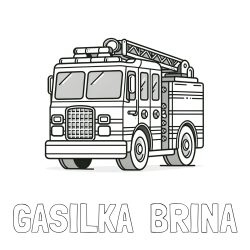 Online izdelana pobarvanka - Pobarvanka imena GASILKA  BRINA in pobarvanka velikega gasilskega avta