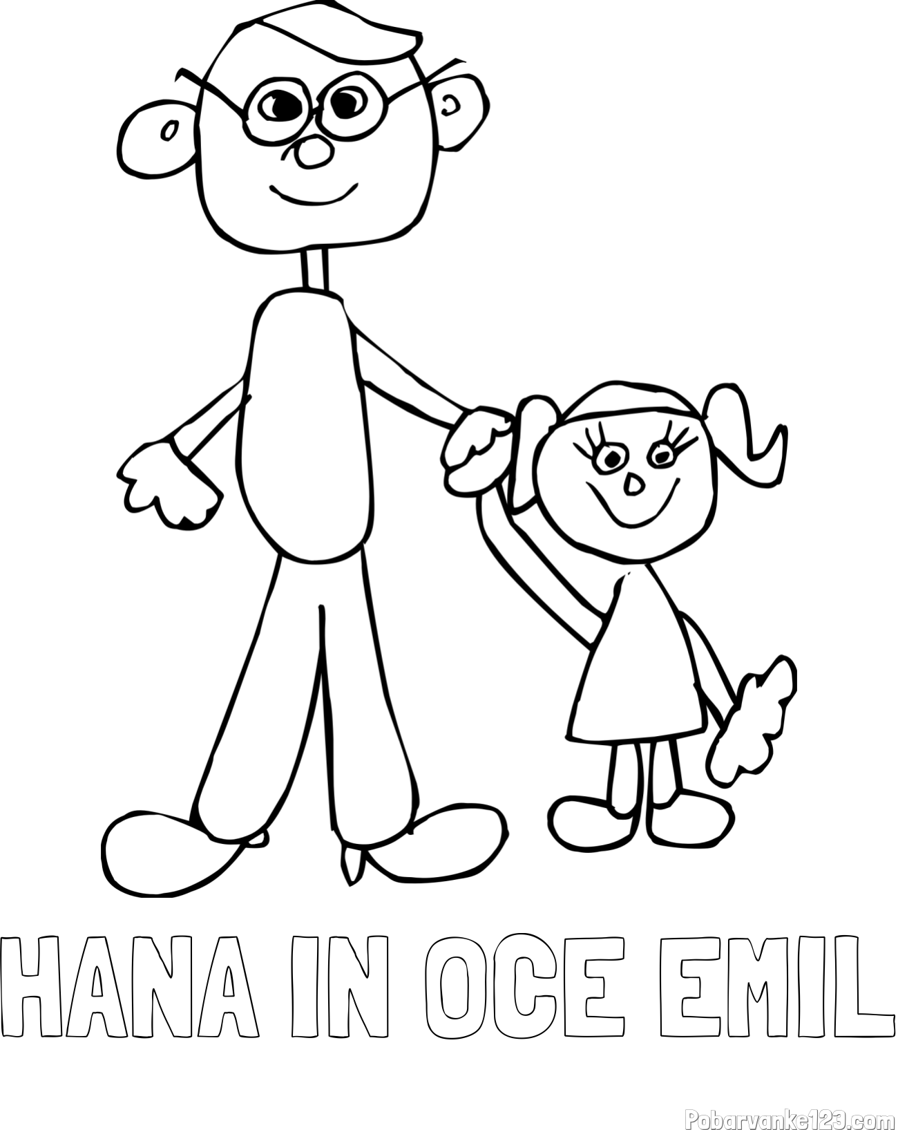 Pobarvanka imena HANA IN OCE EMIL in otroška pobarvanka očeta in hčerke