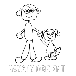Online izdelana pobarvanka - Pobarvanka imena HANA IN OCE EMIL in otroška pobarvanka očeta in hčerke