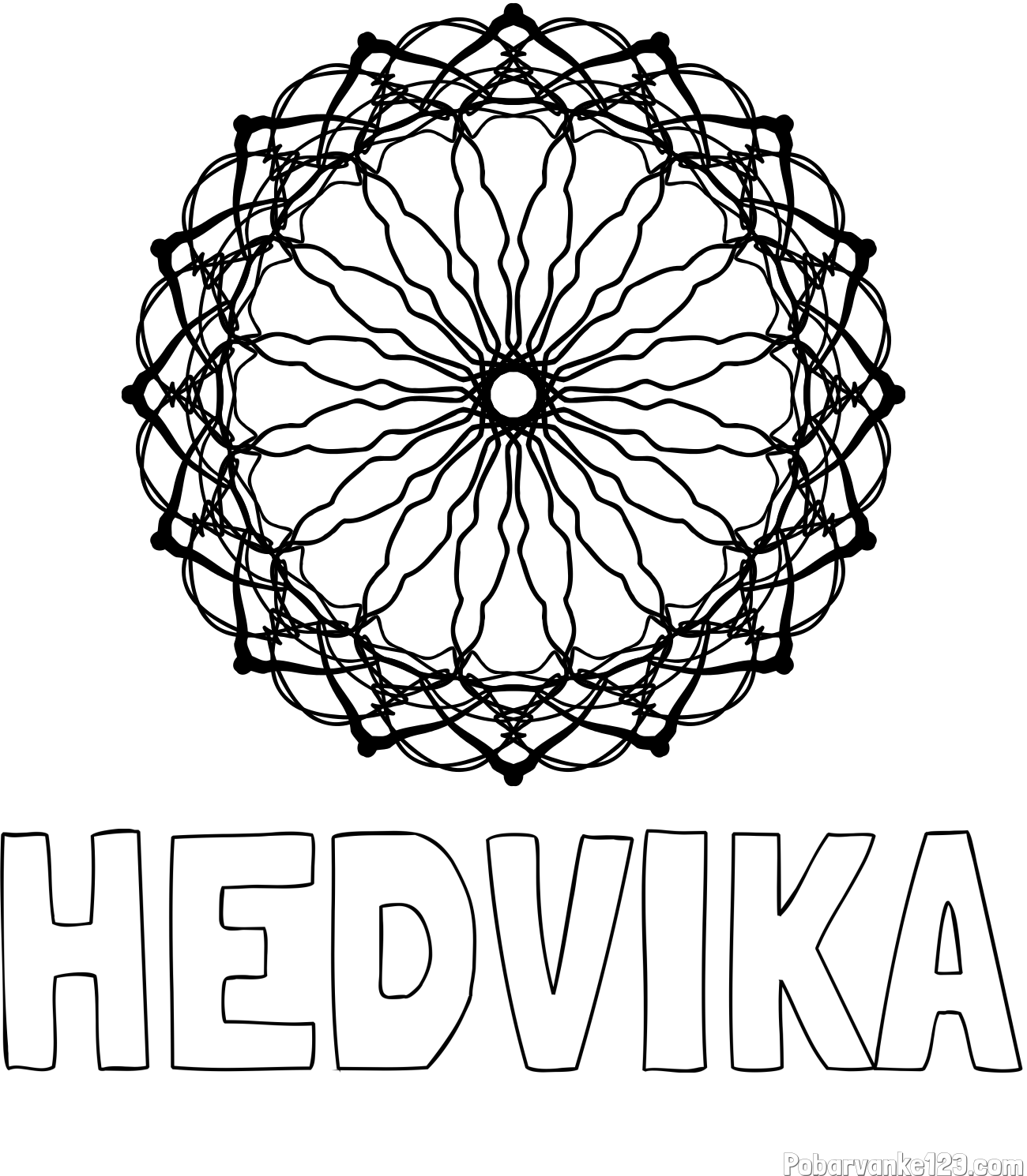 Pobarvanka imena HEDVIKA in madale