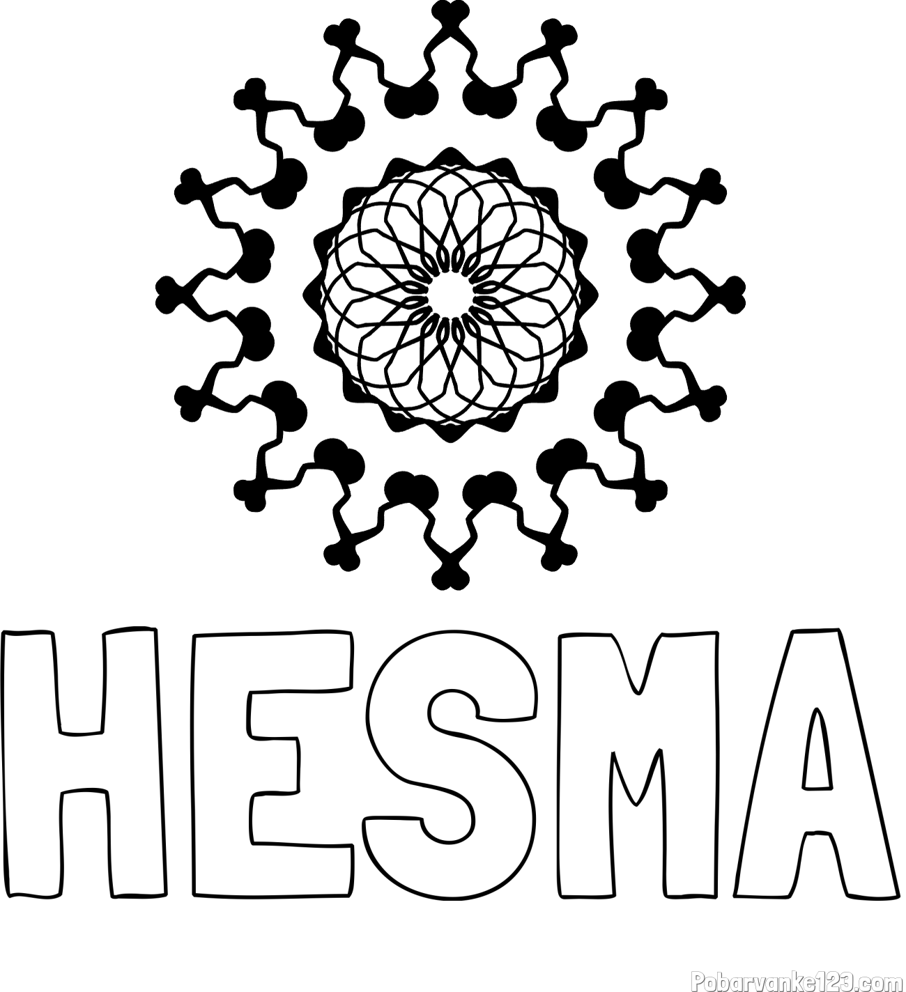Pobarvanka imena HESMA in lepa pobarvanka mandale