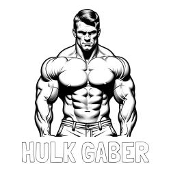 Online izdelana pobarvanka - Pobarvanka imena HULK GABER in pobarvanka bodybuilder-ja