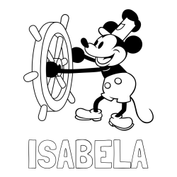 Online izdelana pobarvanka - Pobarvanka imena ISABELA in pobarvanka Miki Miške (Mickey Mouse)