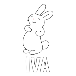 Online izdelana pobarvanka - Pobarvanka imena IVA in pobarvanka nasmejanega zajčka