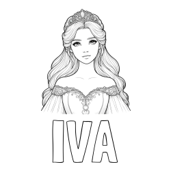 Online izdelana pobarvanka - Pobarvanka imena IVA in pobarvanka realistične princese