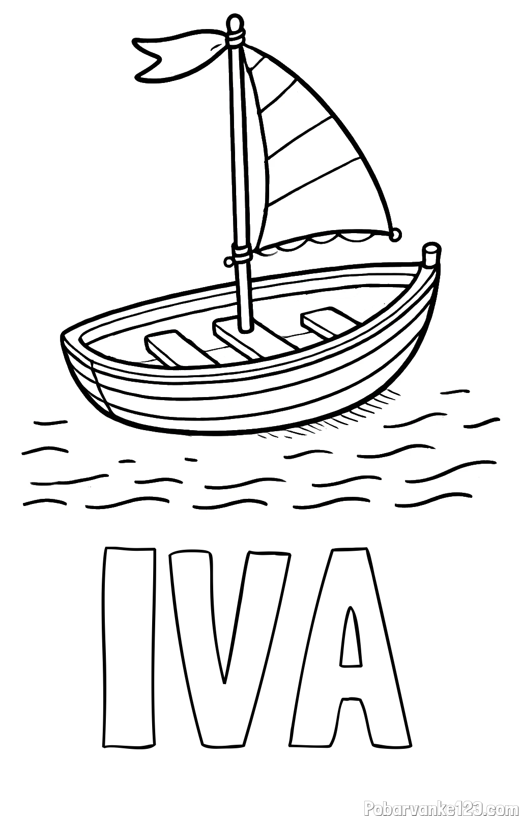 Pobarvanka imena IVA in preprosta pobarvanka ladjice