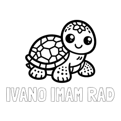 Online izdelana pobarvanka - Pobarvanka imena IVANO IMAM RAD in otroška pobarvanka želve