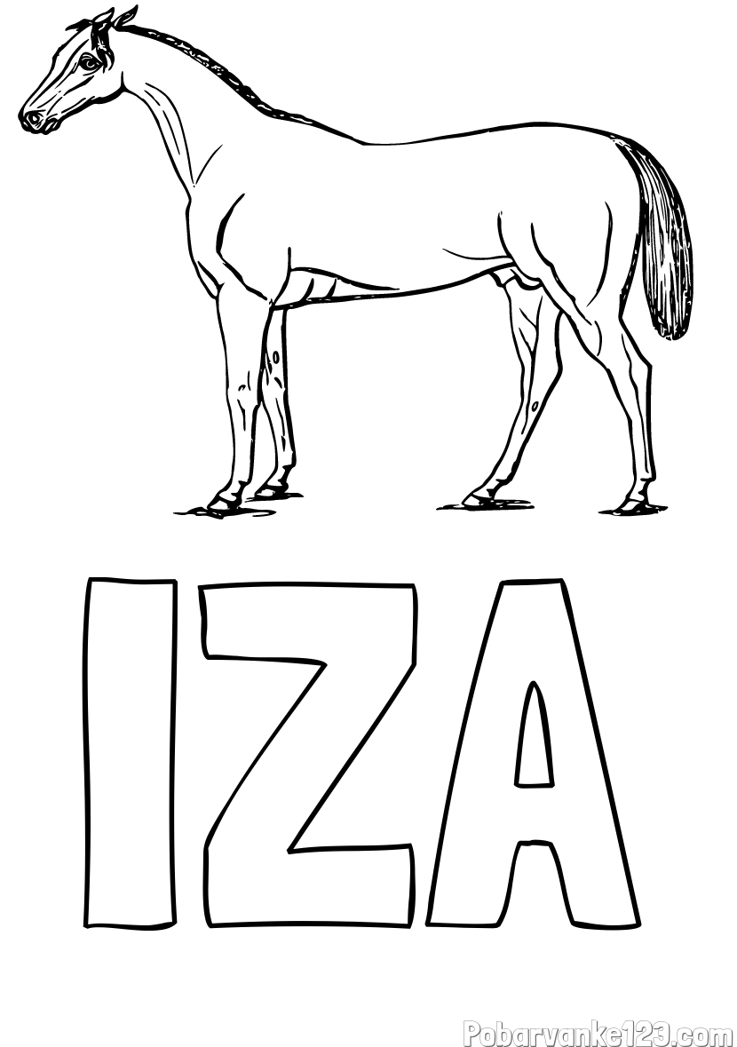 Pobarvanka imena IZA in pobarvanka konja